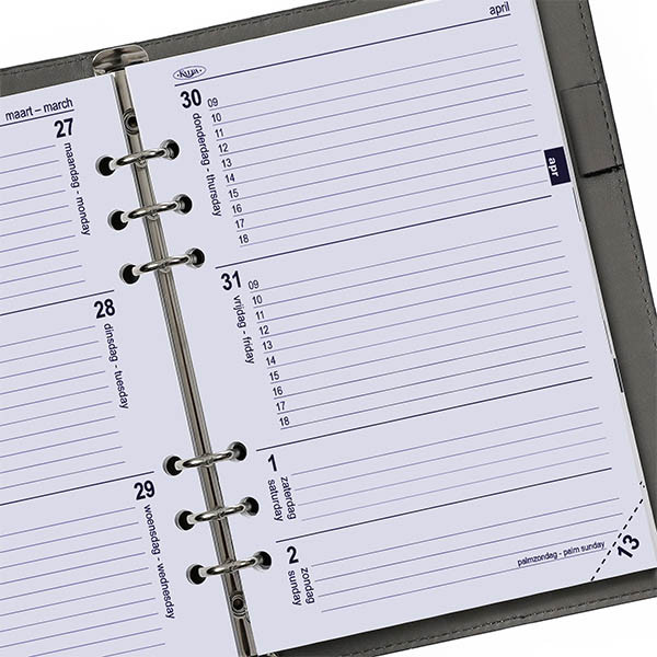 Kalpa A5 weekagenda met uurindeling 2027 navulling (1 week per 2 pagina) 2-talig 263559 - 2