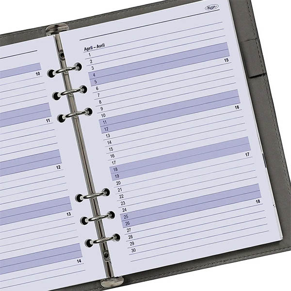 Kalpa A5 weekagenda met uurindeling 2027 navulling (1 week per 2 pagina) 4-talig 262596 - 6