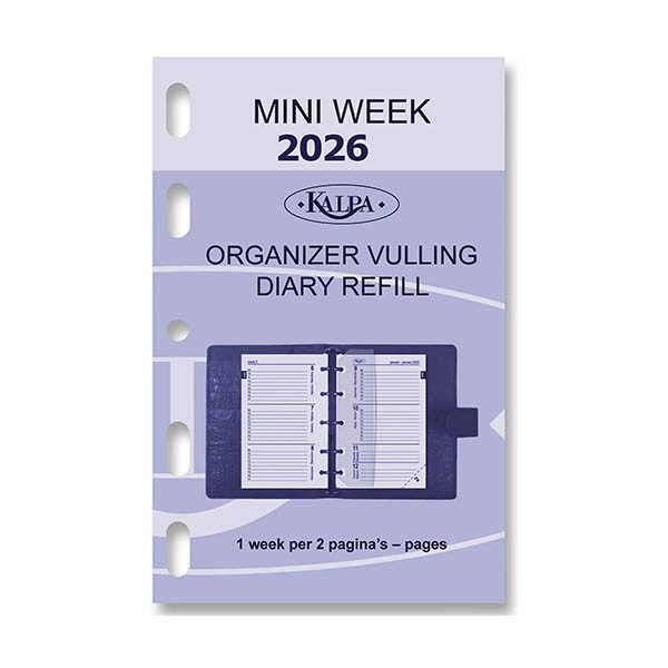 Kalpa Mini weekagenda met uurindeling 2026 navulling (1 week per 2 pagina) 2-talig 262569 - 2