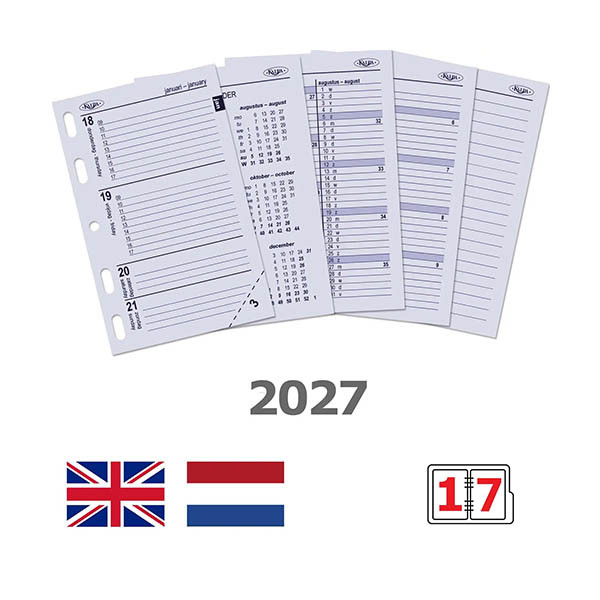 Kalpa Mini weekagenda met uurindeling 2027 navulling (1 week per 2 pagina) 2-talig 263569 - 1