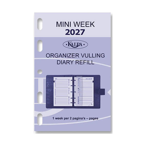 Kalpa Mini weekagenda met uurindeling 2027 navulling (1 week per 2 pagina) 2-talig 263569 - 2