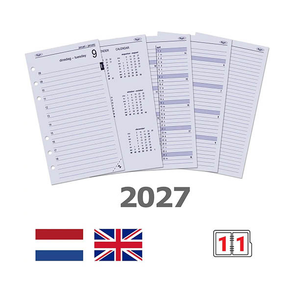 Kalpa Personal dagagenda met uurindeling 2027 navulling (1 dag per pagina) 2-talig 263561 - 1
