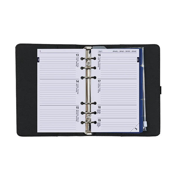 Kalpa Personal organizer met weekagenda met uurindeling nerf zwart (1 week per 2 pagina's) 2-talig 406194 - 5