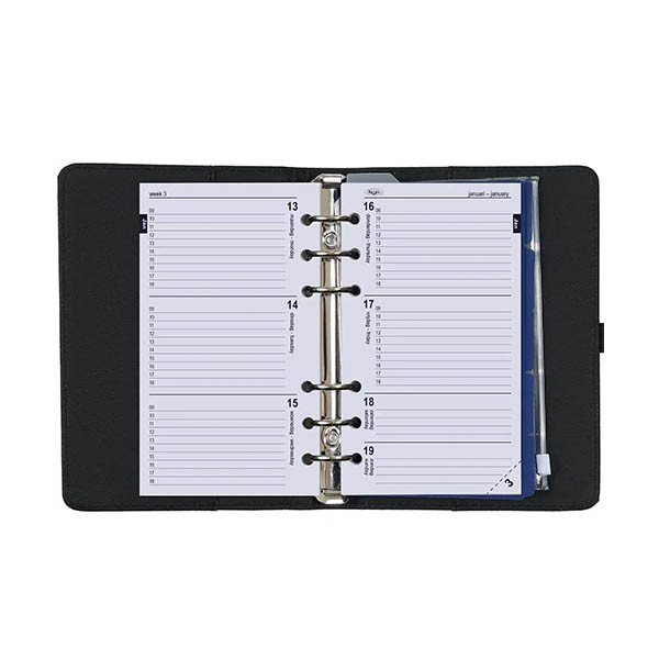 Kalpa Personal organizer met weekagenda met uurindeling nerf zwart (1 week per 2 pagina's) 2-talig 406194 - 7