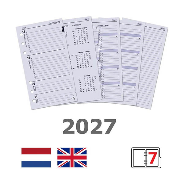 Kalpa Personal organizer met weekagenda nerf grijs (1 week per 2 pagina's) 4-talig 406164 - 7