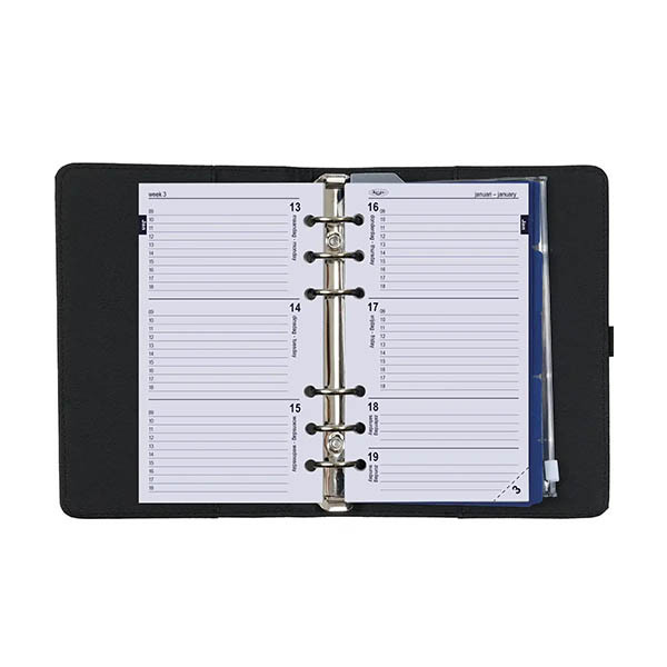 Kalpa Personal organizer met weekagenda nerf zwart (1 week per 2 pagina's) 4-talig 406194 - 6