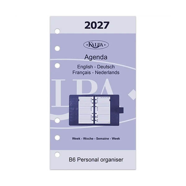 Kalpa Personal weekagenda met uurindeling 2027 navulling (1 week per 2 pagina) 4-talig 262597 - 2