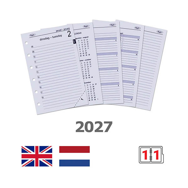 Kalpa Pocket dagagenda met uurindeling 2027 navulling (1 dag per pagina) 2-talig 263566 - 1