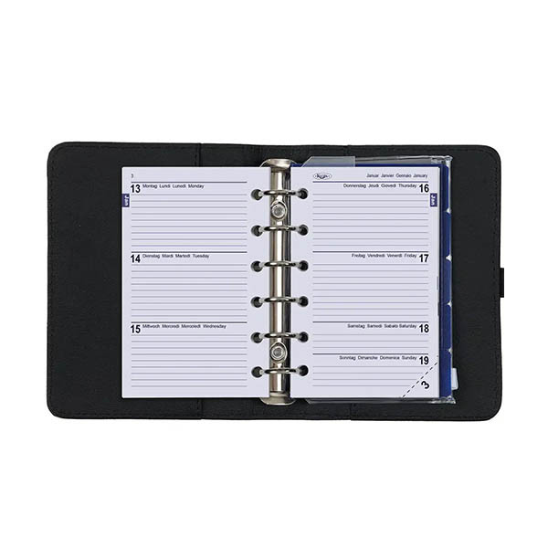 Kalpa Pocket organizer met weekagenda met uurindeling nerf zwart (1 week per 2 pagina's) 2-talig 406196 - 3