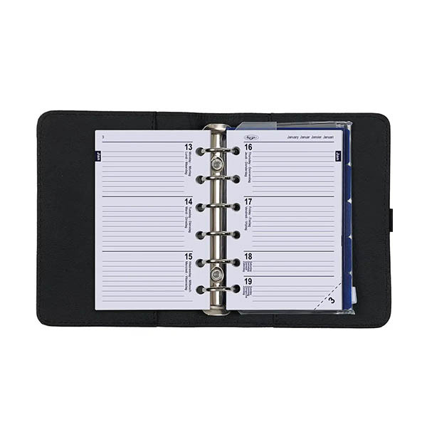 Kalpa Pocket organizer met weekagenda met uurindeling nerf zwart (1 week per 2 pagina's) 2-talig 406196 - 4