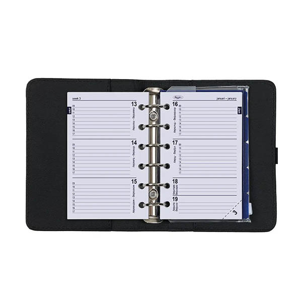 Kalpa Pocket organizer met weekagenda met uurindeling nerf zwart (1 week per 2 pagina's) 2-talig 406196 - 6