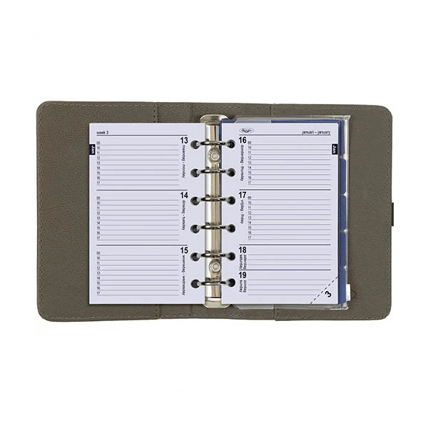 Kalpa Pocket organizer met weekagenda nerf grijs (1 week per 2 pagina's) 4-talig 406167 - 6