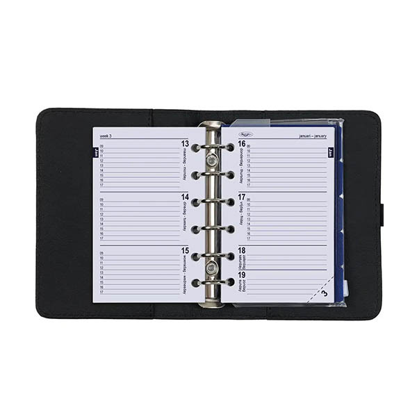 Kalpa Pocket organizer met weekagenda nerf zwart (1 week per 2 pagina's) 4-talig 406196 - 6