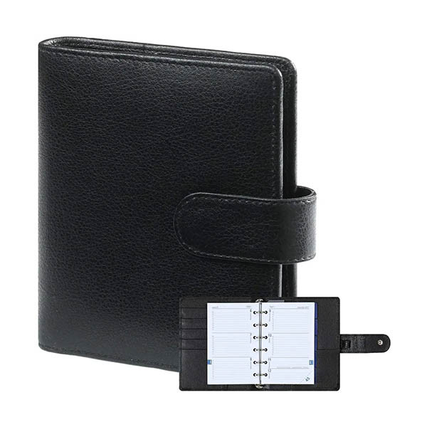 Kalpa Pocket organizer met weekagenda zwart leer (1 week per 2 pagina's) 4-talig 262595 - 1