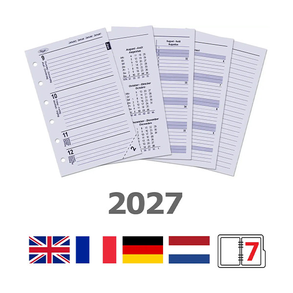 Kalpa Pocket organizer met weekagenda zwart leer (1 week per 2 pagina's) 4-talig 262595 - 5