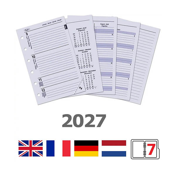 Kalpa Pocket weekagenda met uurindeling 2027 navulling (1 week per 2 pagina) 4-talig 262598 - 1