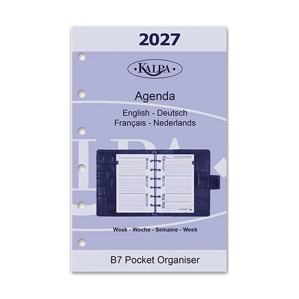 Kalpa Pocket weekagenda met uurindeling 2027 navulling (1 week per 2 pagina) 4-talig 262598 - 2