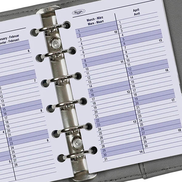 Kalpa Pocket weekagenda met uurindeling 2027 navulling (1 week per 2 pagina) 4-talig 262598 - 4