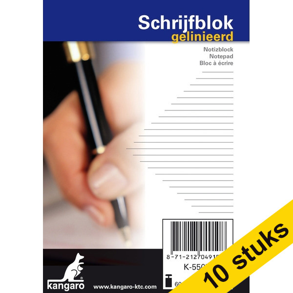 Aanbieding: 10x Kangaro schrijfblok A7 gelinieerd 60 grams 100 vel 056758 - 1