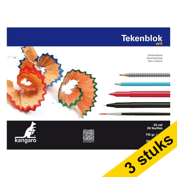 Aanbieding: 3x Kangaro schetsboek 24 x 32 cm 110 grams (24 vel) 056691 - 1