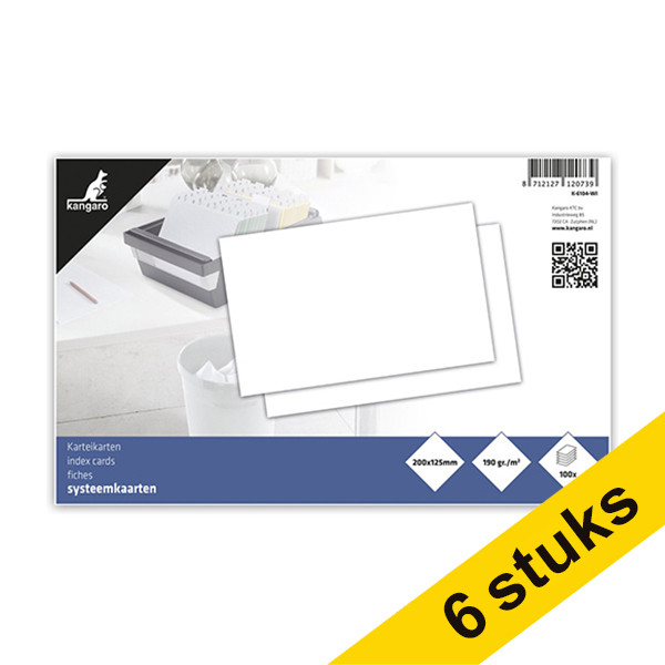 Aanbieding: 6x Kangaro systeemkaart blanco wit 200 x 125 mm (100 stuks) 056780 - 1
