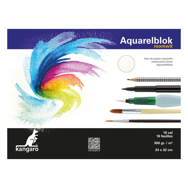 Kangaro aquarelpapier 300 grams 24 x 32 cm roomwit (16 vel) K-5302 206997 - 1