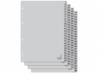 Kangaro plastic indexen A4 grijs met 100 tabs (23-gaats) G4100CM 205474