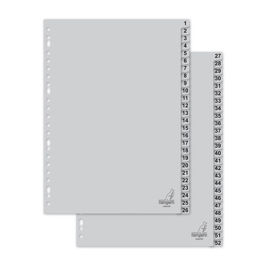 Kangaro plastic indexen A4 grijs met 52 tabs (23-gaats) G452CM 206780 - 1