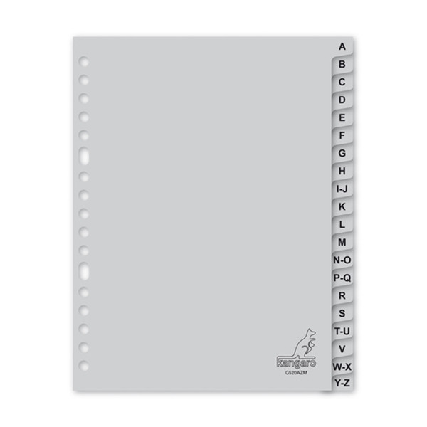 Kangaro plastic indexen A5 grijs met 20 tabs A-Z (17-gaats) G520AZM 205178 - 