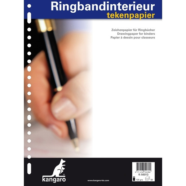 Kangaro ringbandpapier A4 blanco 120 grams 50 vel (23-rings) K-56013 205332 - 1