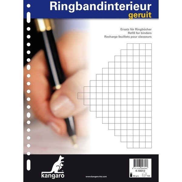 Kangaro ringbandpapier A4 met 10 mm ruit 60 grams 100 vel (23-rings) K-56012 205330 - 1