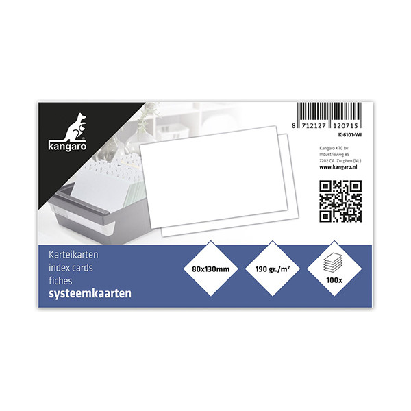 Kangaro systeemkaart blanco wit 130 x 80 mm (100 stuks) K-6101-WI 056777 - 1