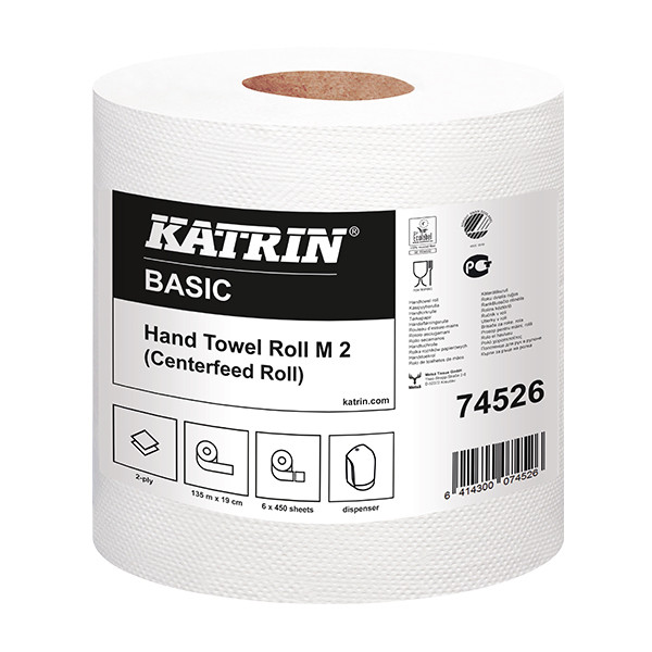 Katrin Centerfeed Basic Medium poetsrol 2-laags 6 rollen geschikt voor Katrin Centerfeed Medium dispenser 74526 SKA06012 - 1