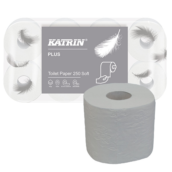 Katrin Plus toiletpapier soft 3-laags 8 rollen 104452 110316 110317 133651 2073998 SKA06018 - 1