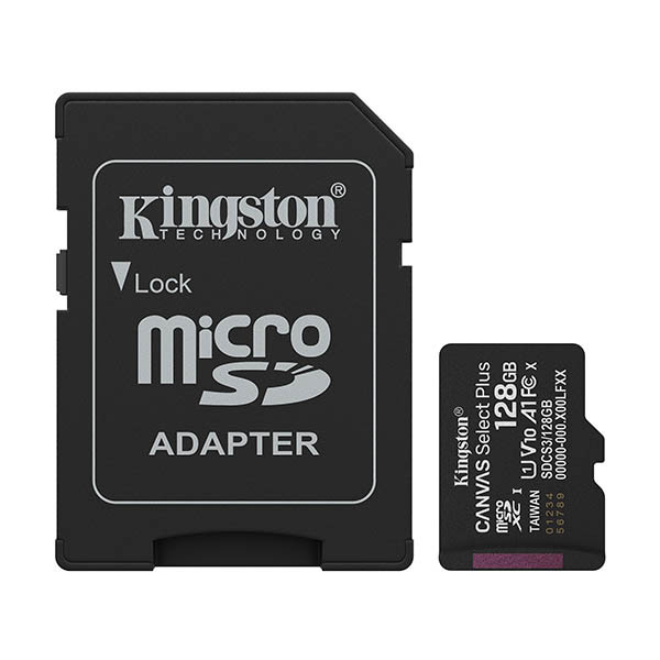 Kingston Canvas Select Plus Gen3 Micro SDXC geheugenkaart inclusief adapter - 128GB 255009 - 1