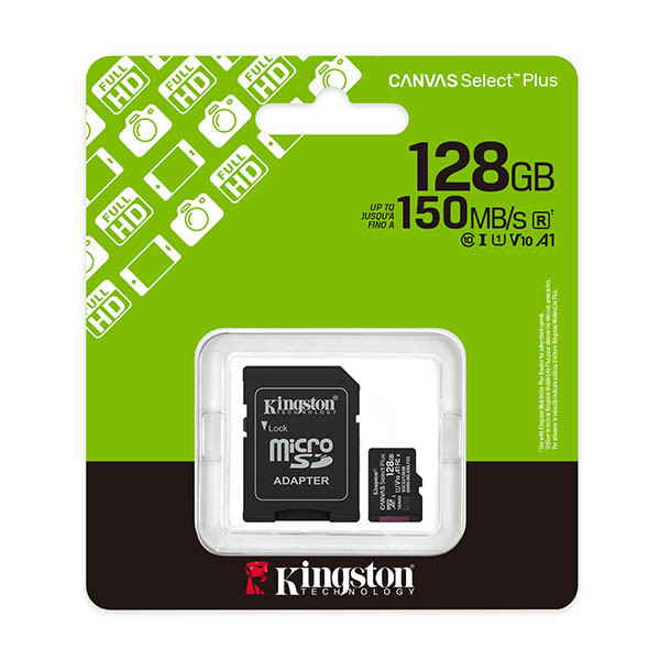 Kingston Canvas Select Plus Gen3 Micro SDXC geheugenkaart inclusief adapter - 128GB 255009 - 2
