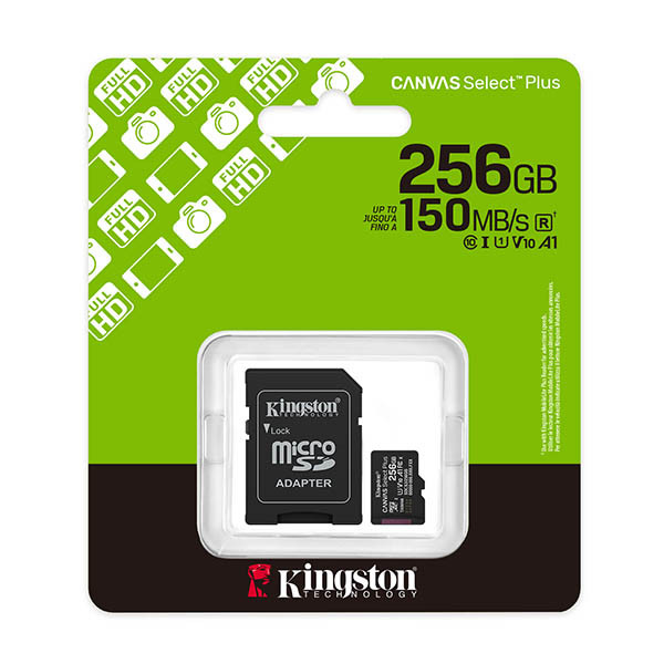 Kingston Canvas Select Plus Gen3 Micro SDXC geheugenkaart inclusief adapter - 256GB 255010 - 2