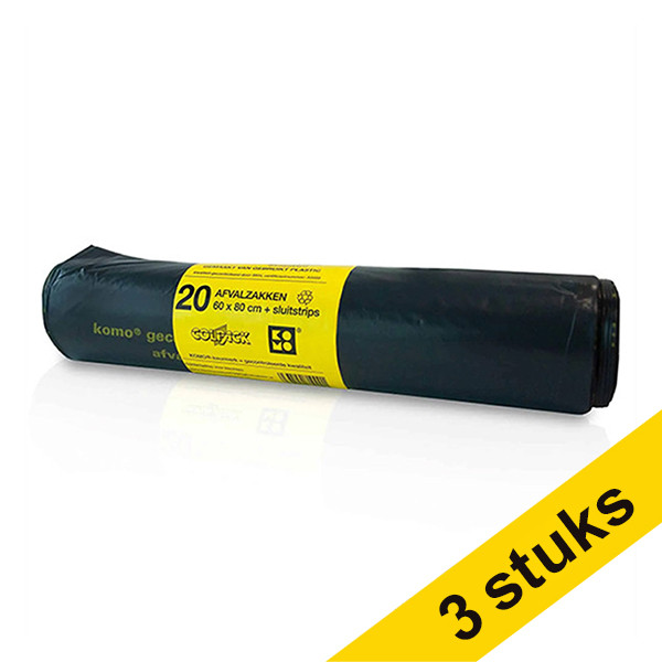 Komo Aanbieding: 3x KOMO vuilniszakken met sluitstrip 60 liter (20 stuks)  SKO00012 - 1