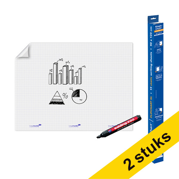 Aanbieding: 2x Legamaster Magic-Chart XL flipchart folie 90 x 120 cm (15 vel) 261997 - 1