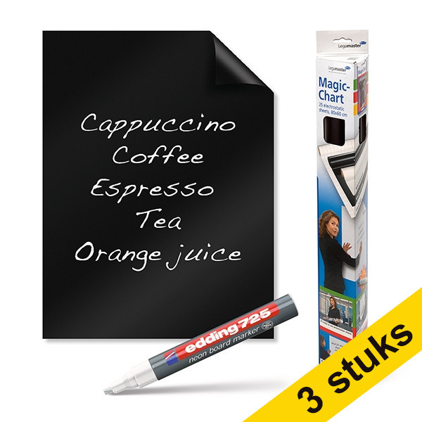 Aanbieding: 3x Legamaster Magic-Chart blackboard 60 x 80 cm (25 vel) 261994 - 1