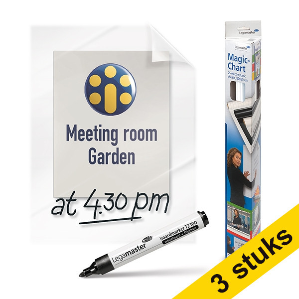 Aanbieding: 3x Legamaster Magic-Chart clearboard 60 x 80 cm (25 vel) 261998 - 1