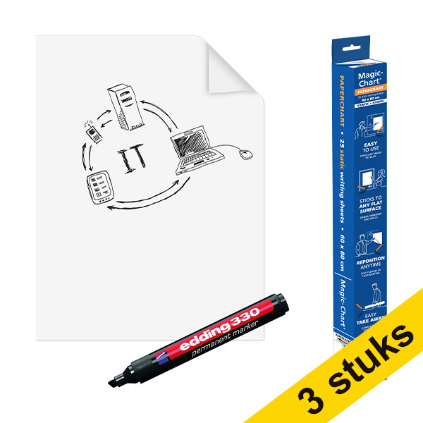 Aanbieding: 3x Legamaster Magic-Chart paperchart folie 60 x 80 cm (25 vel) 261999 - 1