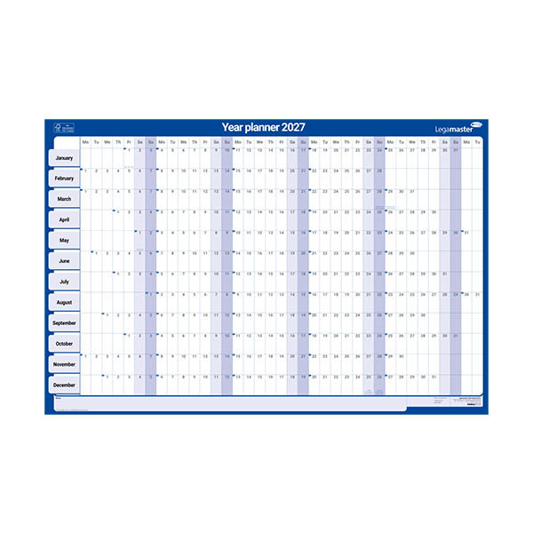 Legamaster jaarplanner 2027 horizontaal 60 x 90 cm EN 262593 - 1