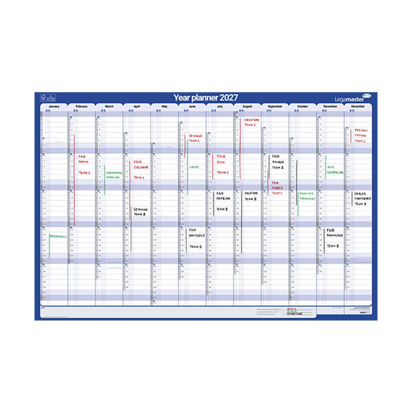 Legamaster jaarplanner 2027 verticaal 60 x 90 cm EN 262594 - 2