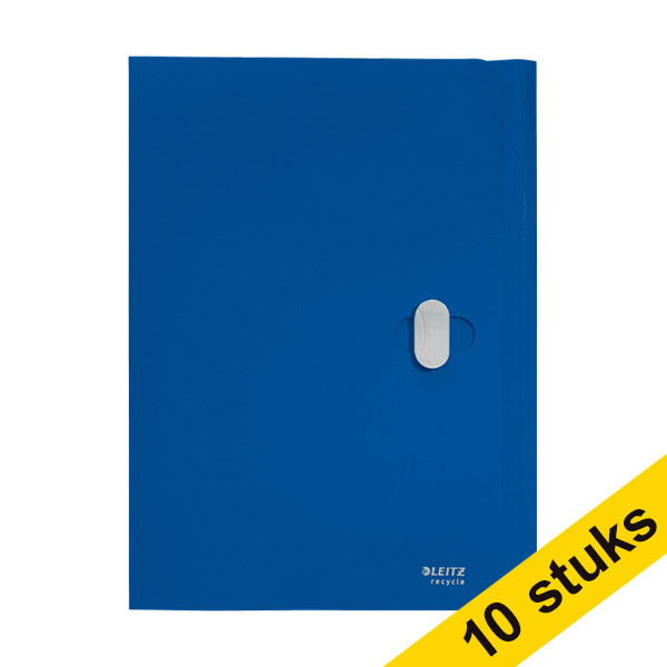Aanbieding: 10x Leitz Recycle plastic 3-klepsmap A4 met sluiting blauw 227586 - 1