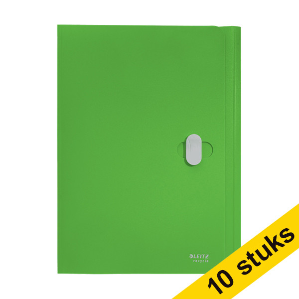 Aanbieding: 10x Leitz Recycle plastic 3-klepsmap A4 met sluiting groen 227587 - 1