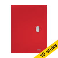 Aanbieding: 10x Leitz Recycle plastic 3-klepsmap A4 met sluiting rood