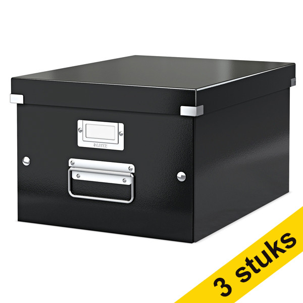 Aanbieding: 3x Leitz 6044 WOW medium opbergdoos zwart 211153 - 1