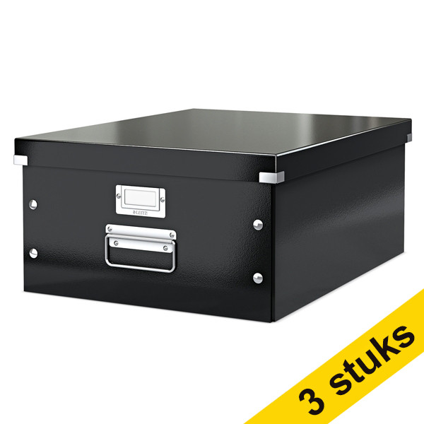 Aanbieding: 3x Leitz 6045 WOW grote opbergdoos zwart 211165 - 1
