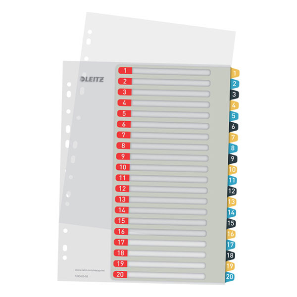 Leitz Cosy bedrukbare kartonnen tabbladen A4 met 20 tabs (11-gaats) 12490000 226369 - 1